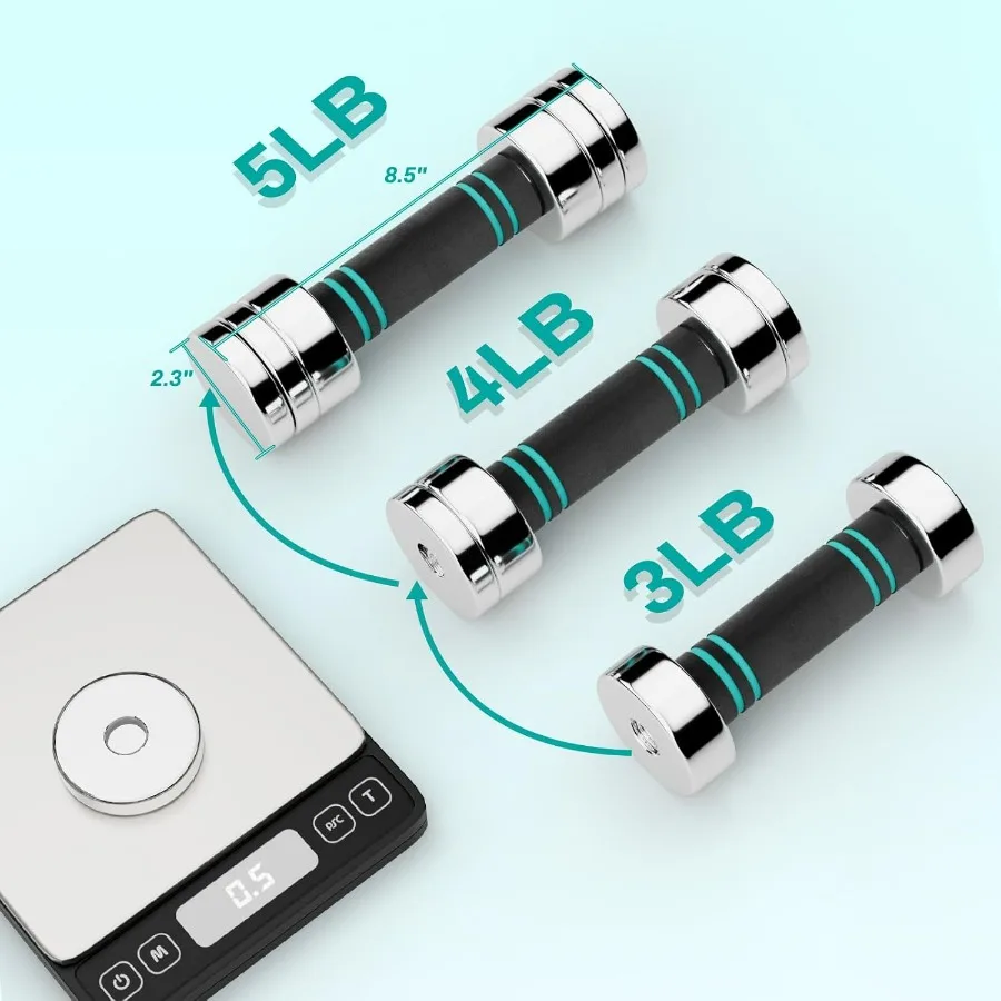 Steel Adjustable Dumbbell Set of 2, 5lb Free Weights Dumbbells Set, Non-Slip and Comfortable Foam Handle, Adjustable Dumbbells W