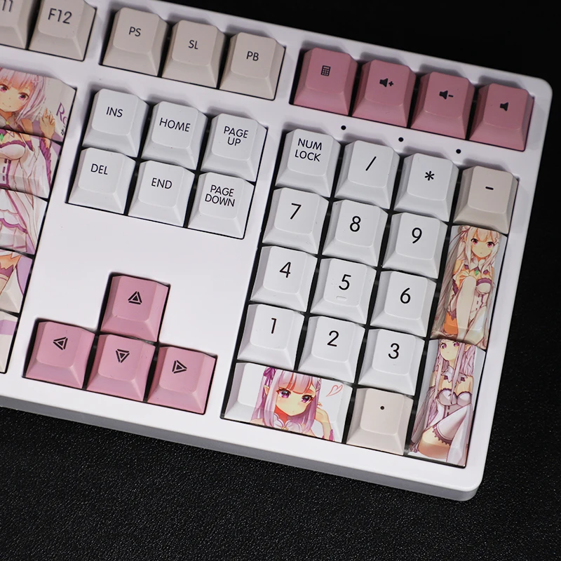 Desenhos Animados Anime Gaming Key Caps Pbt Dye-subbed Keycaps Re: a Vida em um Mundo Diferente de Zero Emilia Satella 108 Chaves Set - Imagem 5