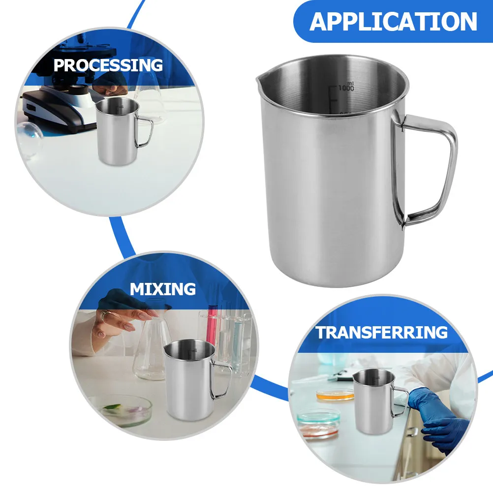 스테인레스 스틸 측정 컵 1000Ml 실험실 규모 비커 화학 실험실 장비 정확한 측정 도구