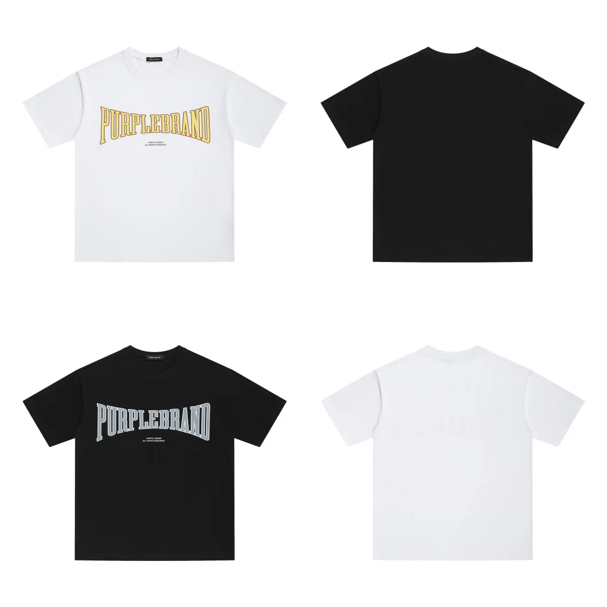 

2024 New Purple Brand Summer Purple Letter Basic Printed Loose Men's and Women's Short Sleeve T-Shirt