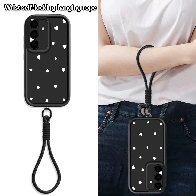 Chic Heart Patterned Soft TPU Lanyard Phone Case