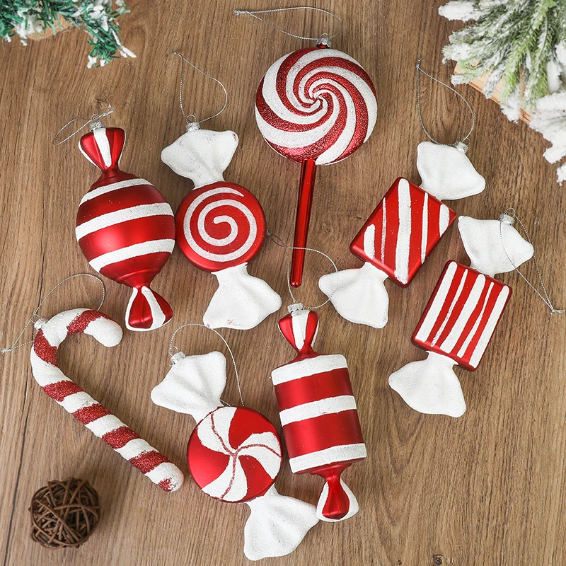 Christmas Lollipop Candy Cane Pendant Big Xmas Tree Hanging Ball Ornaments 2024 Christmas Decoration For Home 2025 New Year Gift