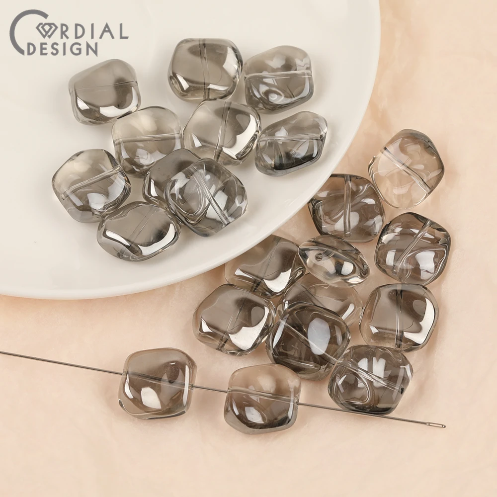 Cordial Design 17*18MM 100pcs Hand Made/DIY Glass Bead/Aurora Effect/Irregular Shape/Jewelry Findings & Components/Beads Making - cordial