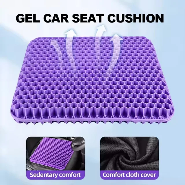 Coussin de siège en Gel, Design nid d'abeille respirant d'été pour soulager la pression, douleur au coccyx pour la maison, le bureau, les fauteuils roulants et les voitures 2