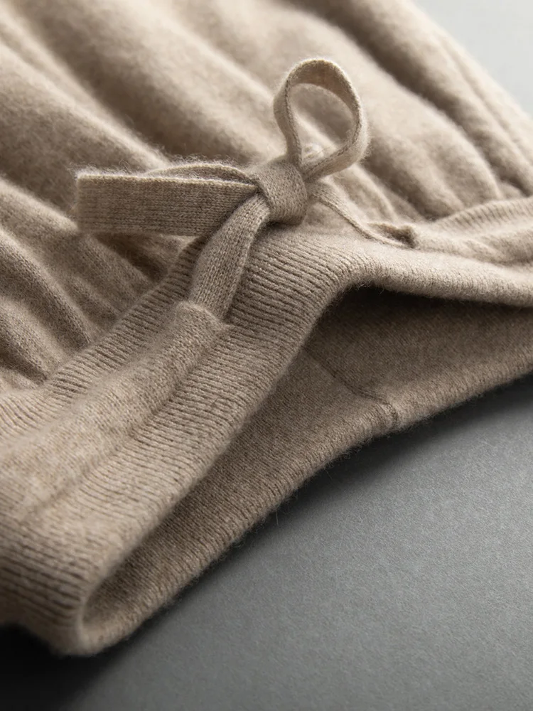 Men 100% Cashmere Sweater Pants Suit Hooded Pullover Straight Trousers Autumn Winter Casual Style Cashmere Knitted Clothing 5