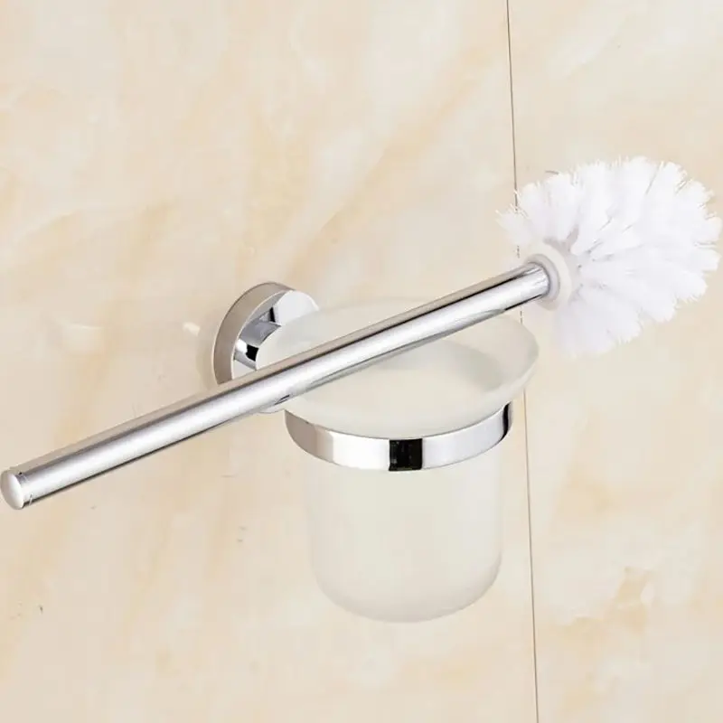 Stainless Steel Toilet Brush Set bathroom accessories toilet brush set toilet brush holder Wall Mounted Toilet Cleaning Brush Holders With Glass Cup Holder Bathroom brosse
