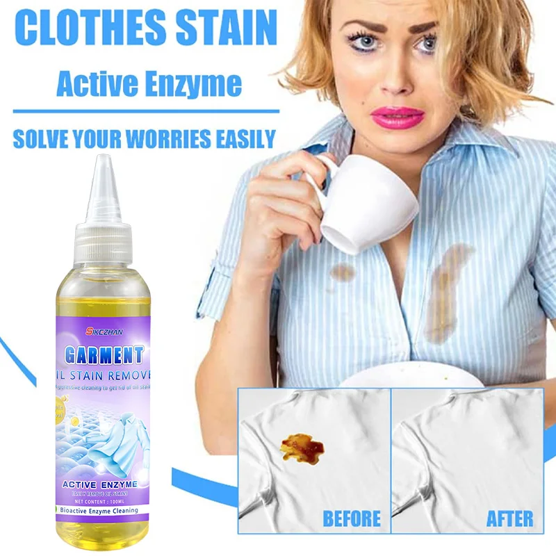 Laundry Stain Remover,Active Enzyme Clothing Stain Remover, Clothes Remover for Clothes,Clothes Oil Remover SIKEZHAN