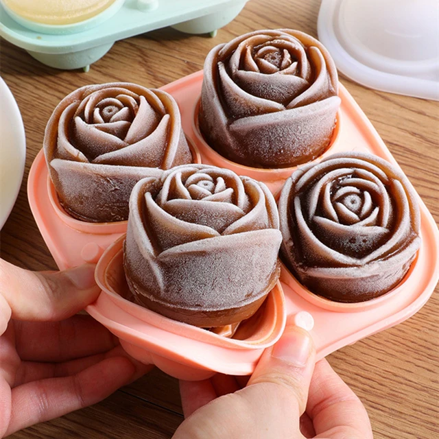 3D Rose Ice Molds 2.5 Inch, Large Ice Cube Trays, Make 4 Giant Cute Flower  Shape Ice, Silicone Rubber Fun Big Ice Ball Maker - AliExpress