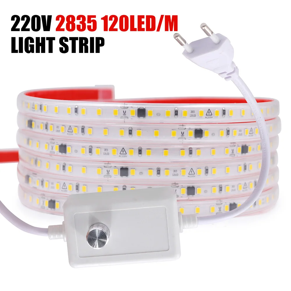 Description Picture 5 of itemDimmable LED Strip Light Dimmer Power Kit 220V 2835 120LEDs Flexible Waterproof Tape Diode 220 V Volt High Brightness Lighting