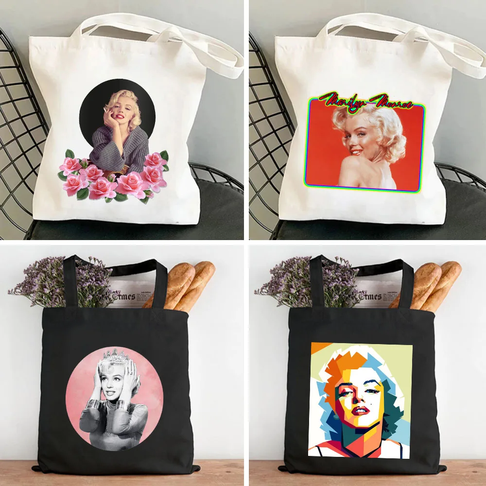 Pop Art Andy Warhol Marilyn Monroe Ritratto Acquerello Ragazza Tela Spalla Cotone Tote Bag Shopper Eco Shopping Handbag