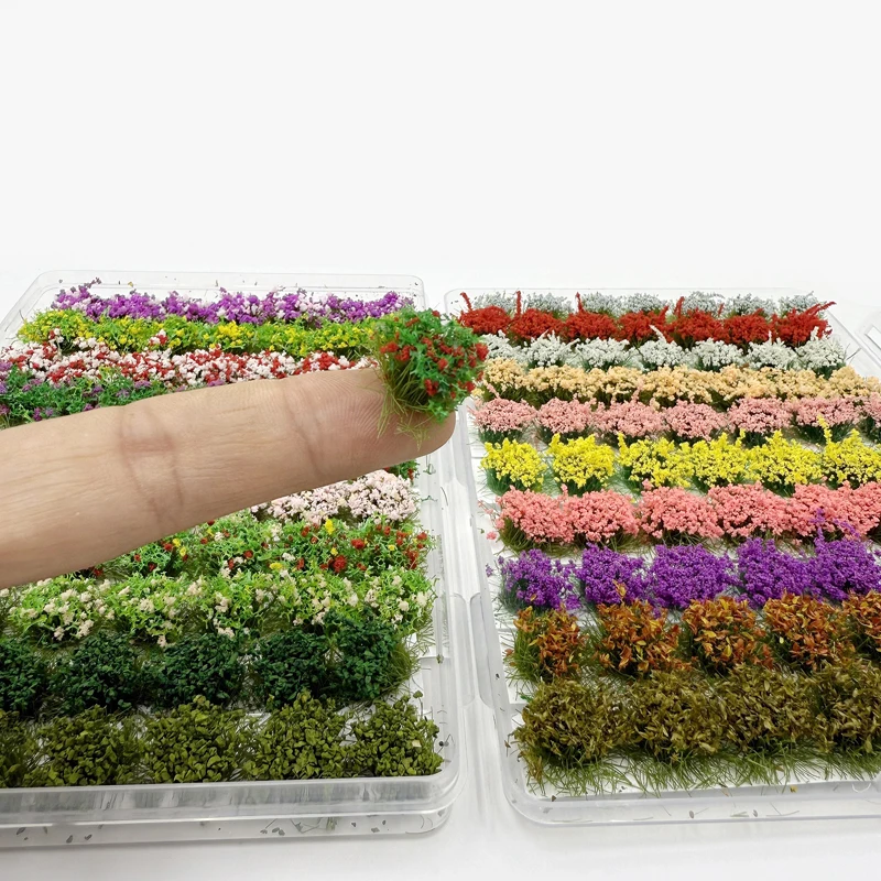 8mm Flower Cluster Model Grass Tuft 49pcs/box Landscape Garden Decor Static Grass Scenery Model 15colors
