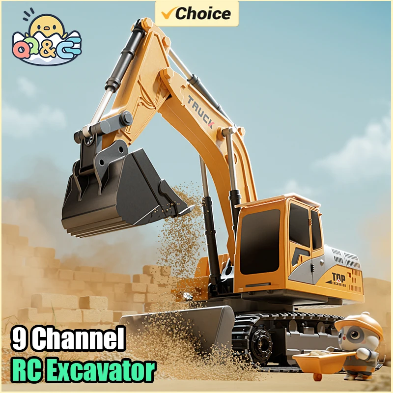 Plastic Metal Remote Control Excavator Toy Car with Lights