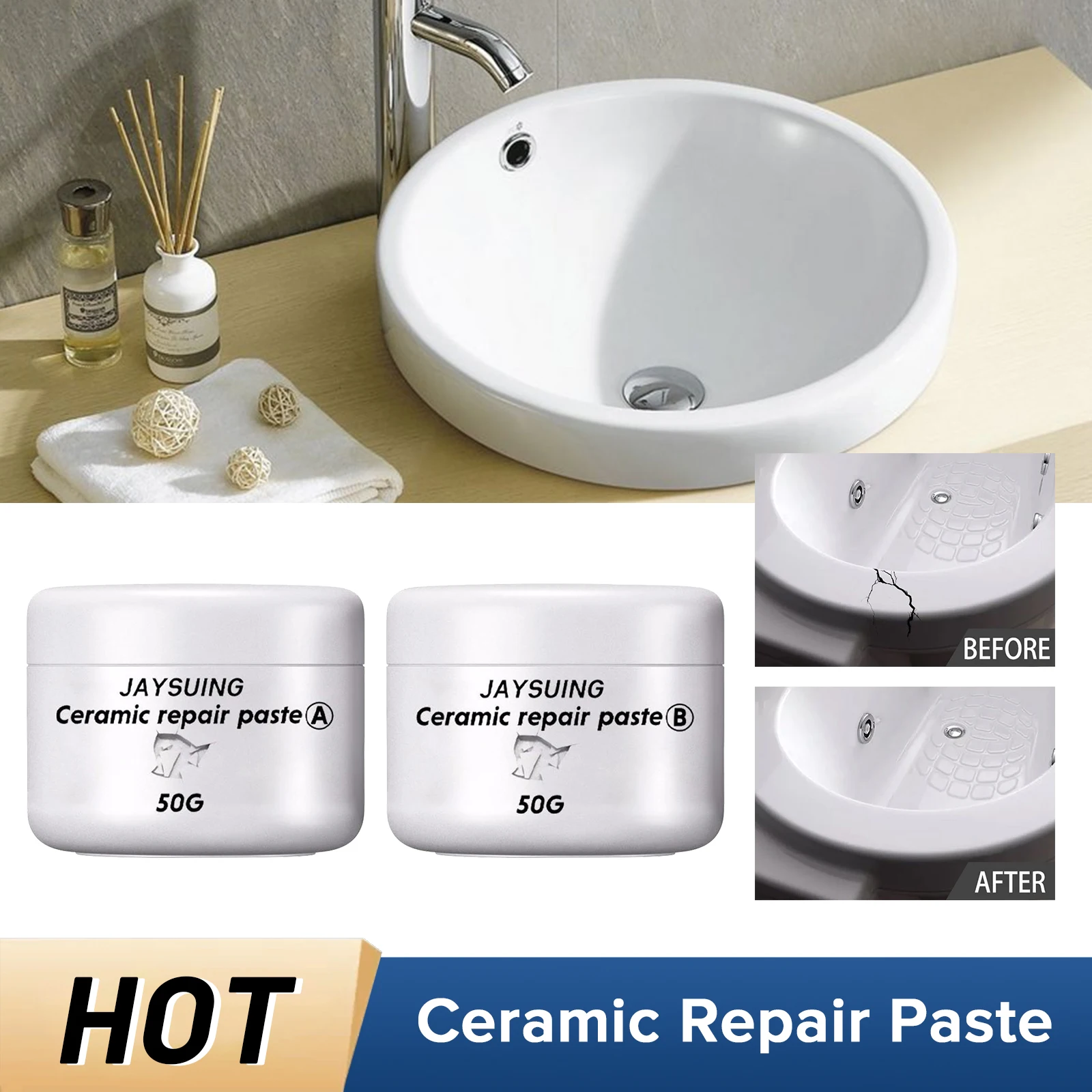 Ceramic Repair Paste Tub Tile and Shower Porcelain Repair Kit for Crack  Chip Ceramic Bathroom Tub Floor Ceramic Repair Paste White Grout Tiling Tile  Repair 30/50/100g 