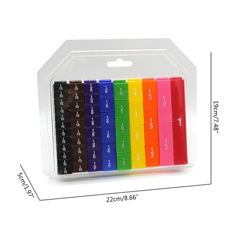 Math Fraction Tiles Primary School Kids Early Educational Study Toy Brain Training Necessary Math Tool D5QA 8.7x7.5x2"