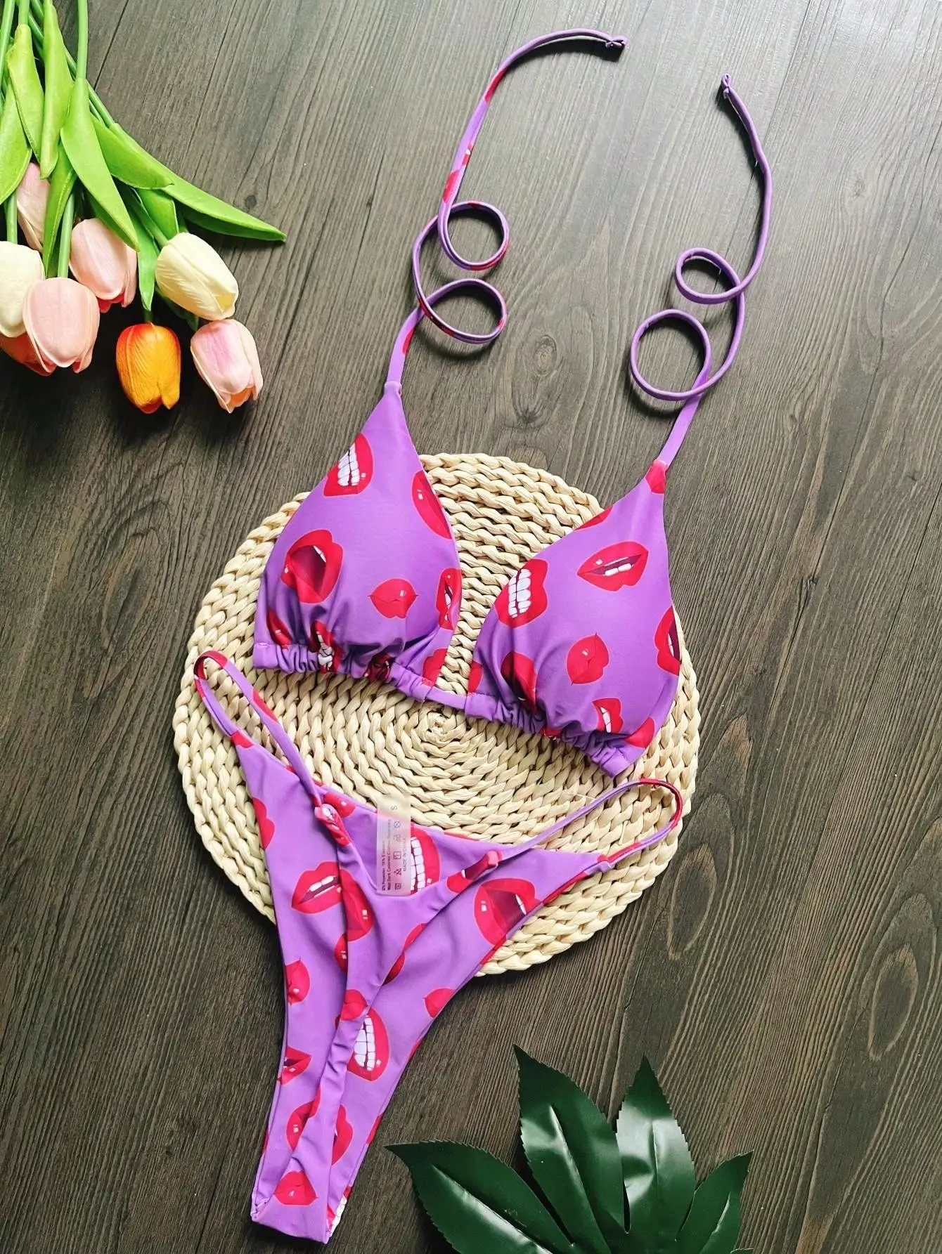 RUOTONSEPT New Women's Swimsuit Two-piece Sexy Print Bandage Bikini Set Triangle Halter Swimwear Bathing Suit Brazilian Biquinis