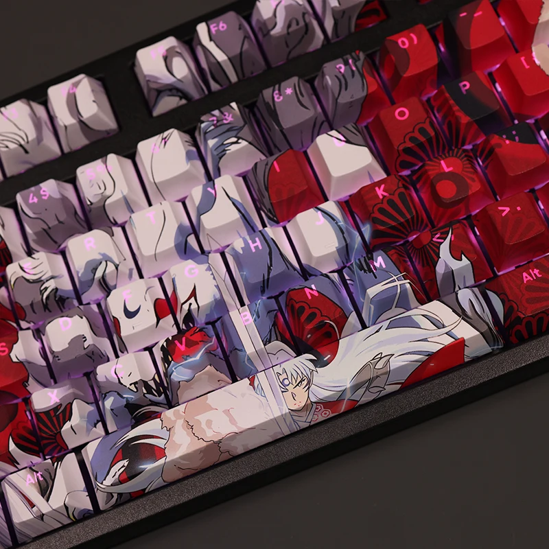 Anime Character Mechanical Keyboard Inuyasha Sesshoumaru Theme Pbt Cute Custom Keycap para Cherry Profile mx Switch 108 Teclas por Conjunto - Imagem 4