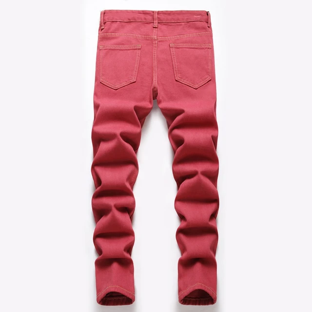 Boys Four Seasons Jeans European And American Middle-aged Children's Dyed Red Non-stretch Casual Straight Denim Pants - AliExpress