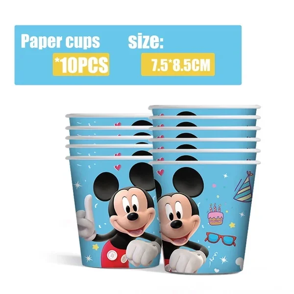 Blau Mickey Mouse Geburtstag Dekoration Party Set Geschirr Teller Tassen Serviette Tischdecke Ballon Für Kinder Geburtstag Party Supplies – Detail 13