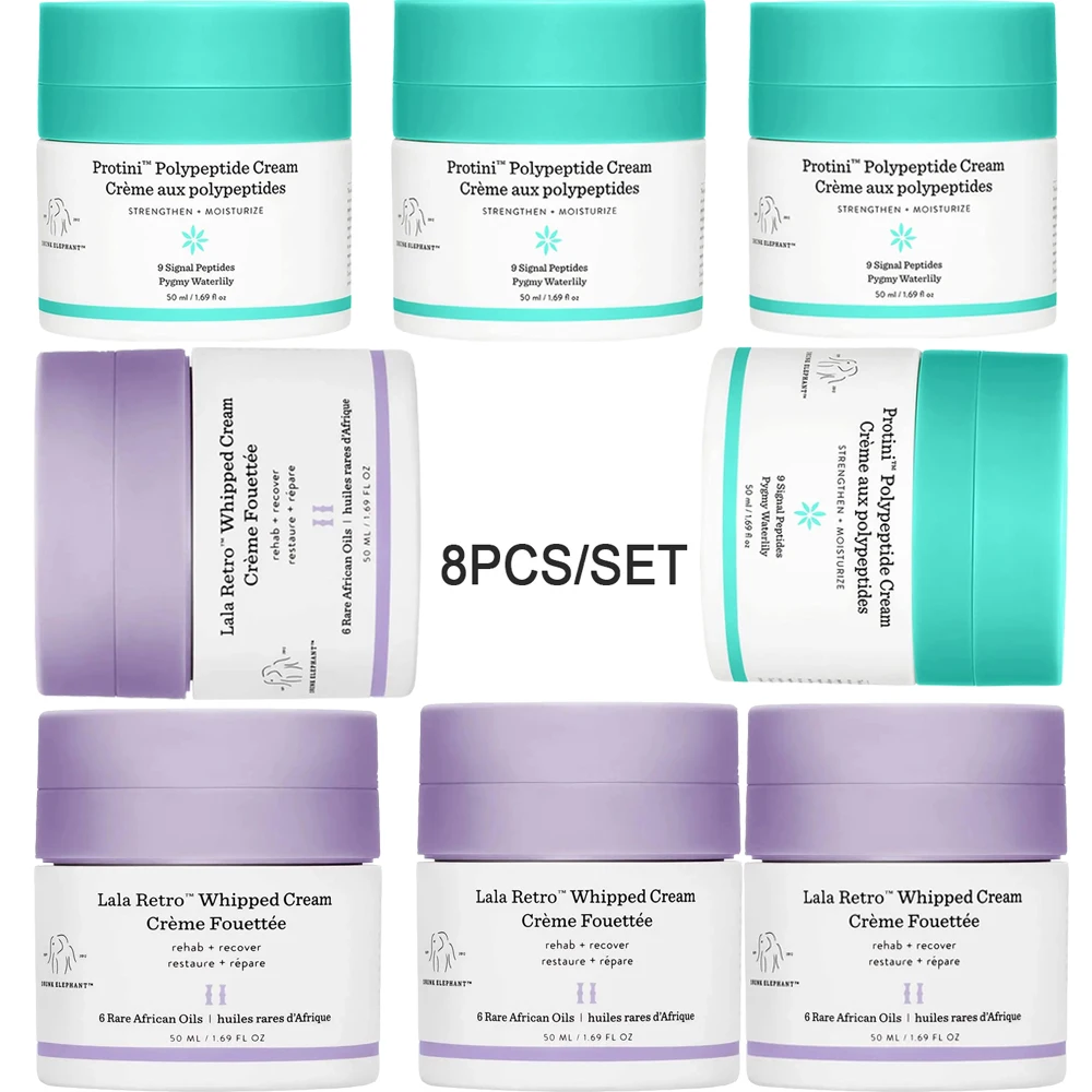 

8PCS Drunk Elephant Face Cream Protini Lala Retro Moisturize Cream Primer With Amino Acids Anti-wrinkle Face Care For Day Night