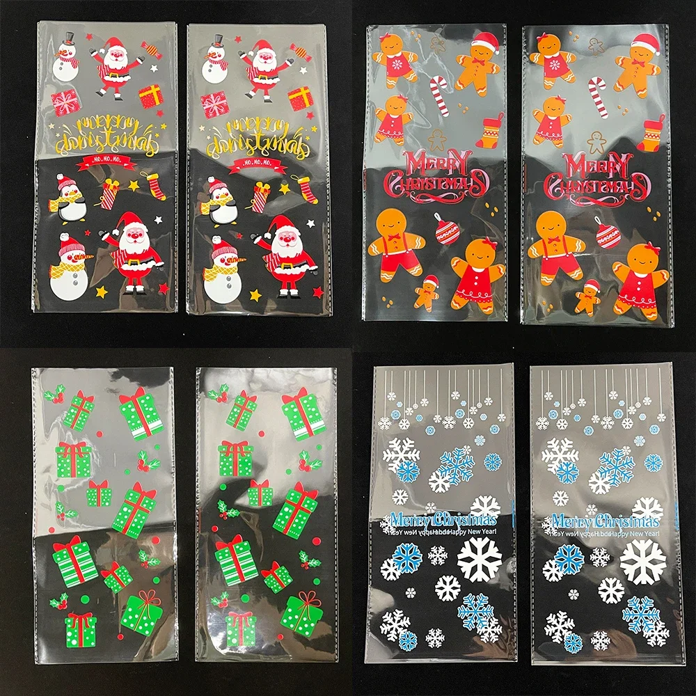 50 Stück Weihnachtsgeschenkbeutel Weihnachten Süßigkeiten Keksbeutel Weihnachtsmann Weihnachtsverpackung Plastikbeutel Weihnachtsfeier Dekorationen