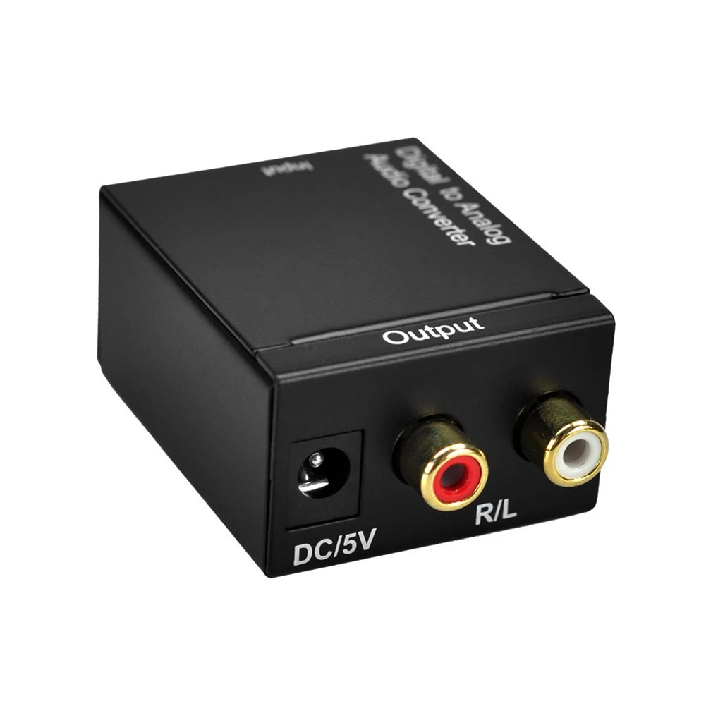 디지털-아날로그 오디오 변환기 블랙 디지털 동축 Toslink-아날로그 RCA L/R 어댑터 DAC 변환기