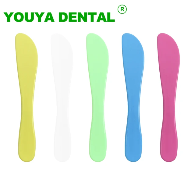 5pcs Dental Plaster Spatula Dentistry Alginate Mixing Knife Cement Powder/Mold Material Plastic Handle Spatula Dentist Tools
