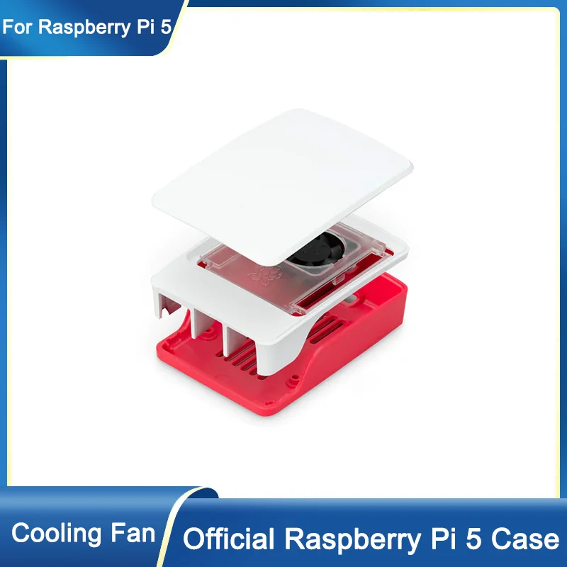 

Официальный корпус Raspberry Pi 5 Чехол, корпус из красного и белого АБС-пластика с контролируемым температурным режимом, поддержка охлаждающего вентилятора, штабелирование для Raspberry PI 5 Pi5