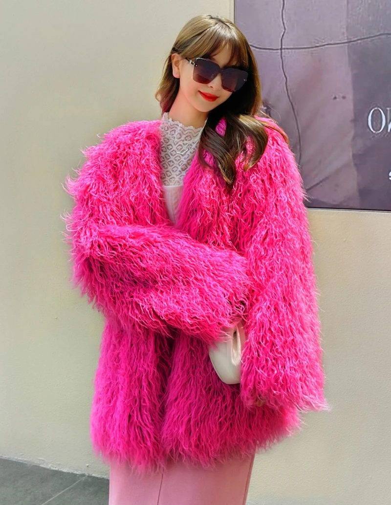 Fur Coat For Women Autumn Winter Top Fashion Multi-Color Faux Fur Coat Elegant Thick Warm Faux Fur Jacket For Women