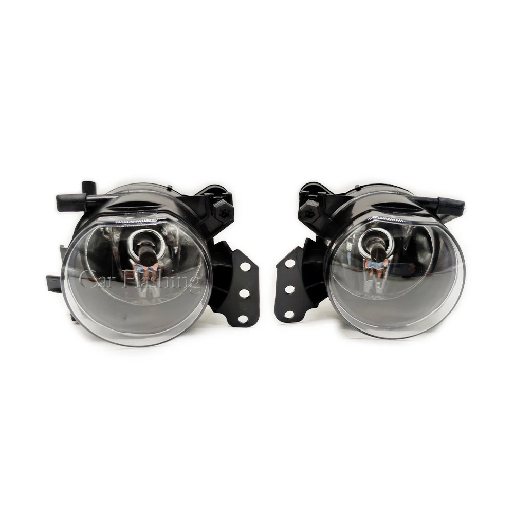Pair Front Fog Light Housing For BMW E60 E90 E63 E46 – 323i, 325i, 525i – Clear Lens, Black Shell