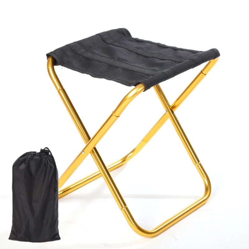 Y1UC Folding Small Stool Fishing Chair Camping Chair Foldable Aluminium Cloth Outdoor Portable Easy Carry Outdoor Furniture
