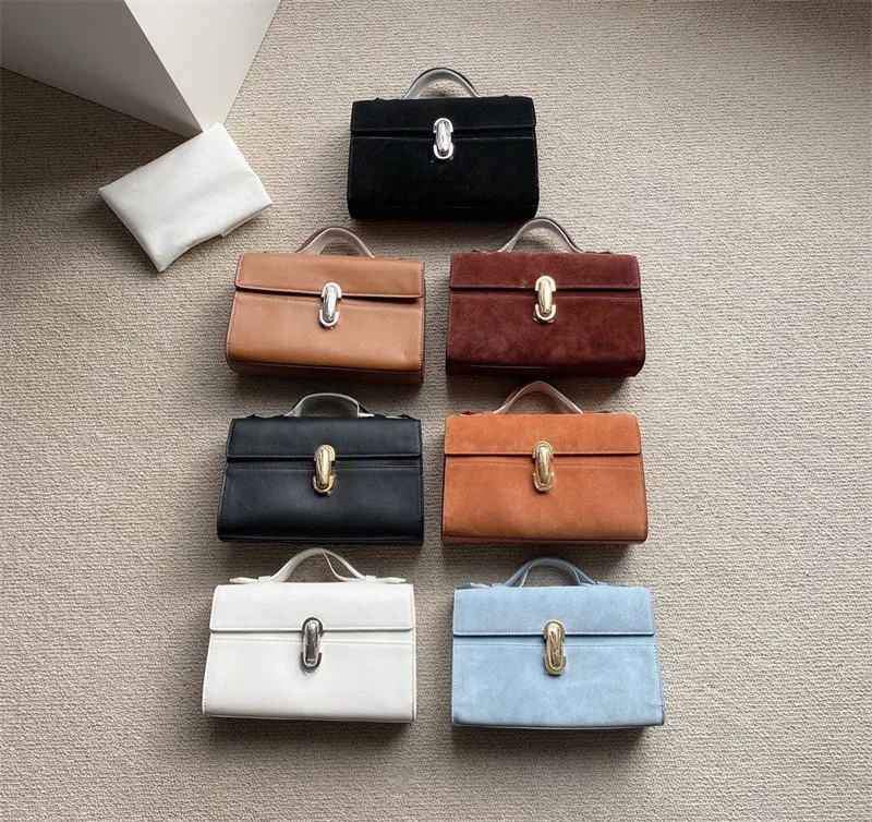 Designer tote bag women genuine Suede leather cowskin handbag female tote bag camel black white color 2023 new