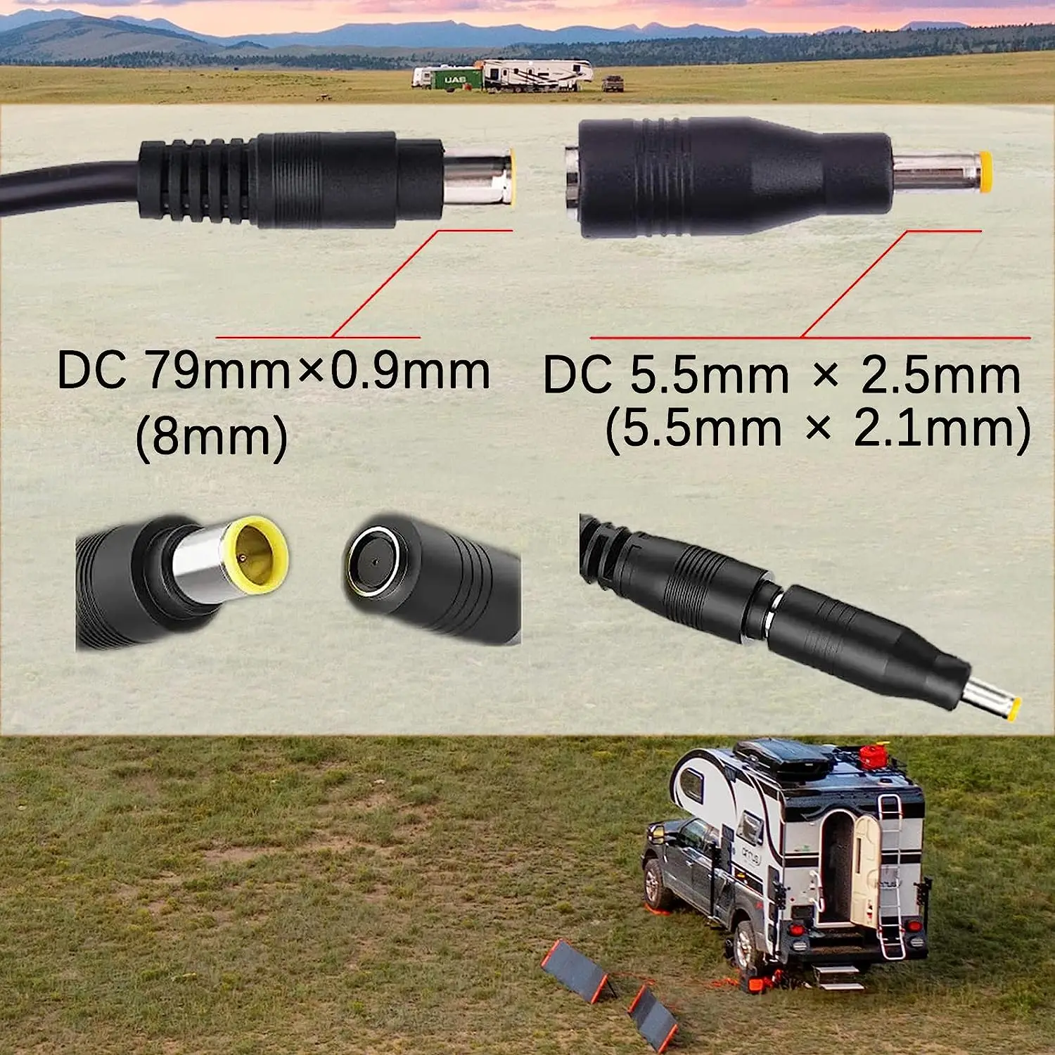 Adaptateur Connecteur DC 8mm Mâle Vers 5.5mm Femelle - Marque Uxcell - Couleur Jaune