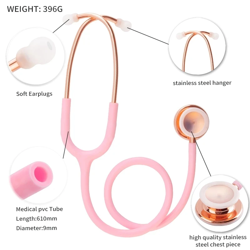 Pink Professional Cardiology Estetoscopio Double Head Cute Medical Doctor Nurse Student Physician Clinical Stethoscope Tool