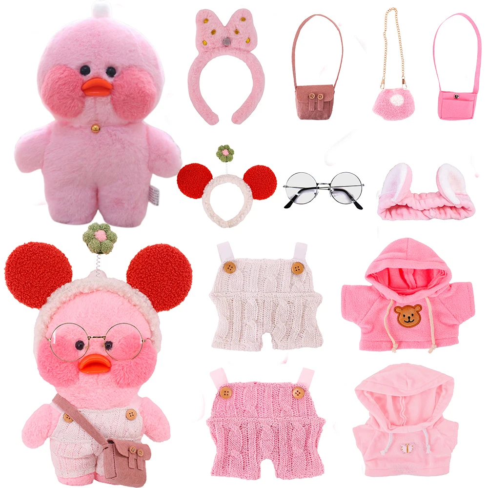 Kawaii Duck Sweater Uniform Pink Suitable For 30Cm Lalafanfan Plush Yellow Duck Clothes Glasses Accessories Children Girls Gifts plush toy accessories doll clothes mini doll ornaments
