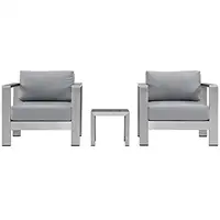 Outdoor Patio Furniture Set Aluminum Weather-Resistant Shore Collection Armchairs Side Table Grey 1
