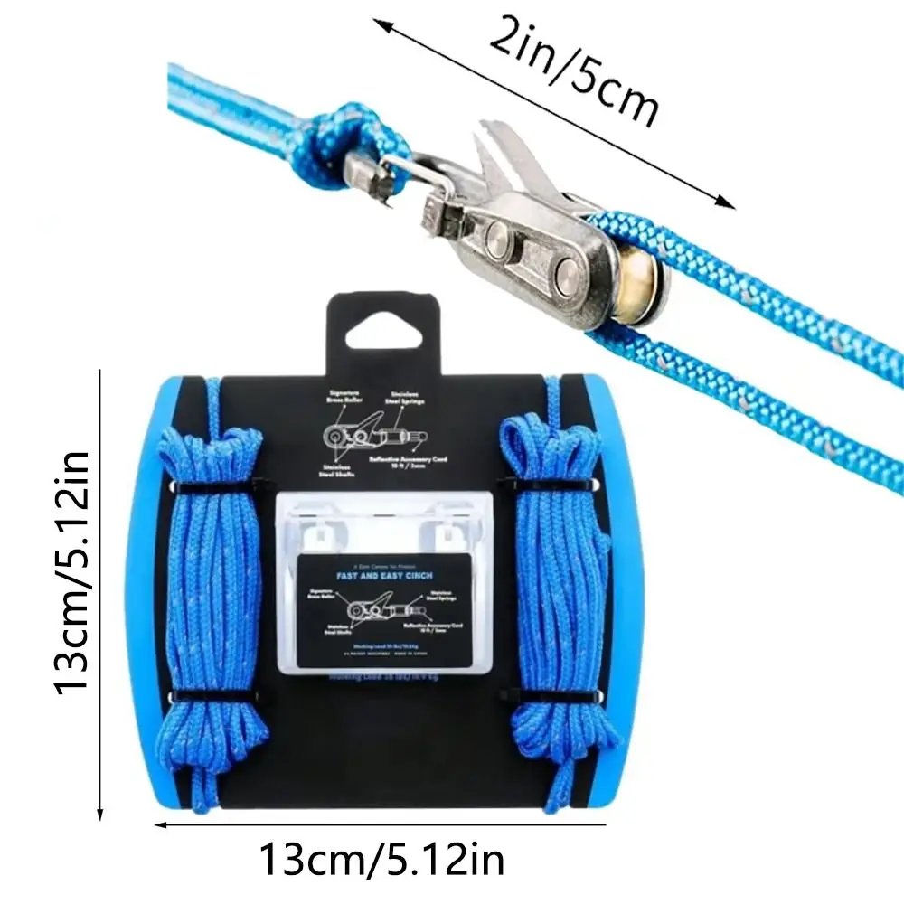 Lock Buckle Rope with Roller Tensioner 6 Hooks Heavy-duty Paracord Adjusters Quick Adjust Cam Technology Tie Down Rope Outdoor