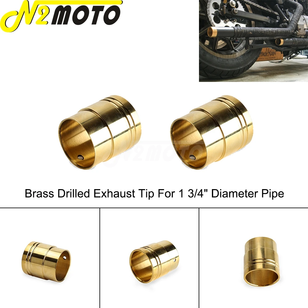 Retro Brass 1 3/4" Drilled Muffler End Pipe Exhaust Tips For Harley