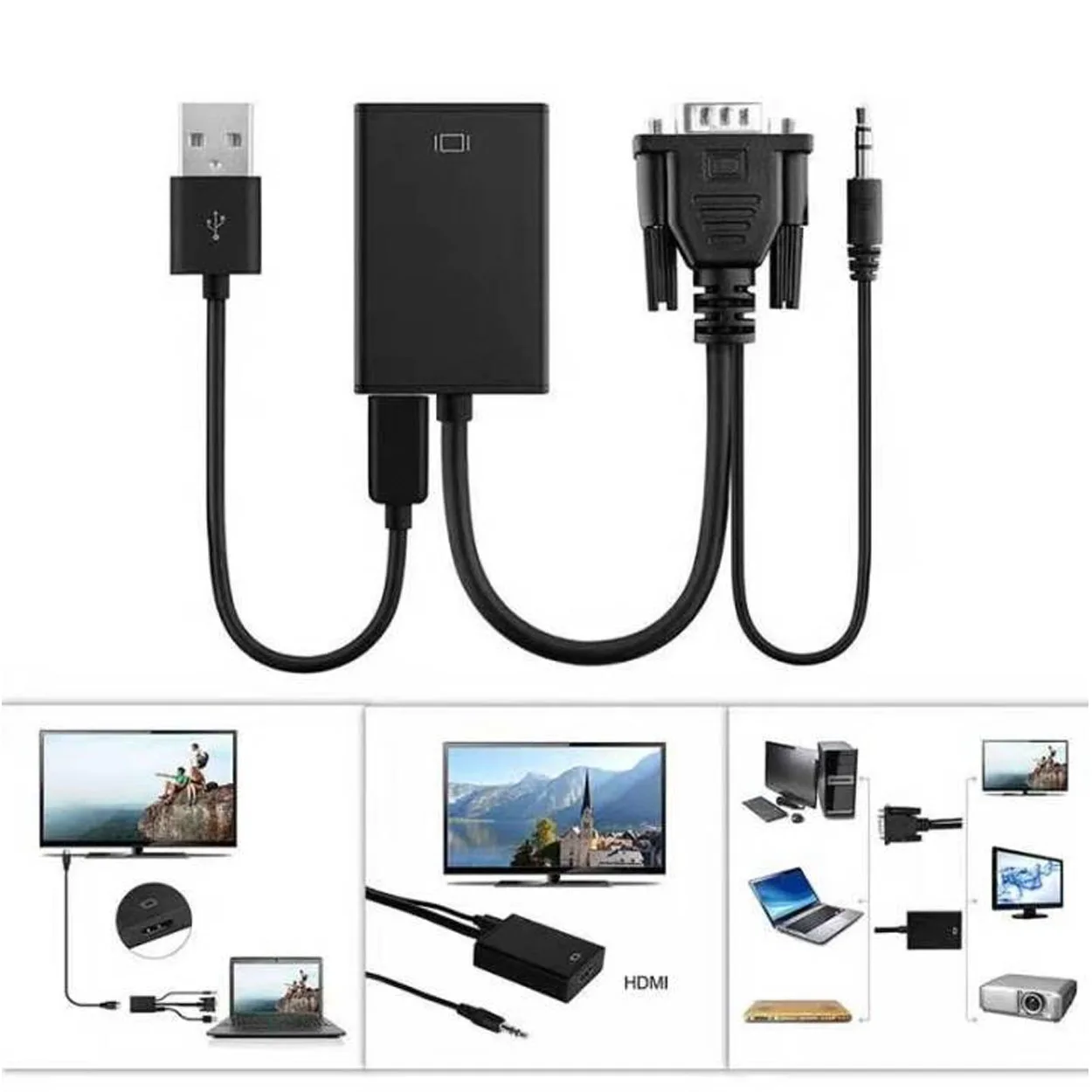 Hannord VGA-HDMI ȣȯ ȯ  - ̺ ( 1080P VGA  ) PC Ʈ HDTV 
