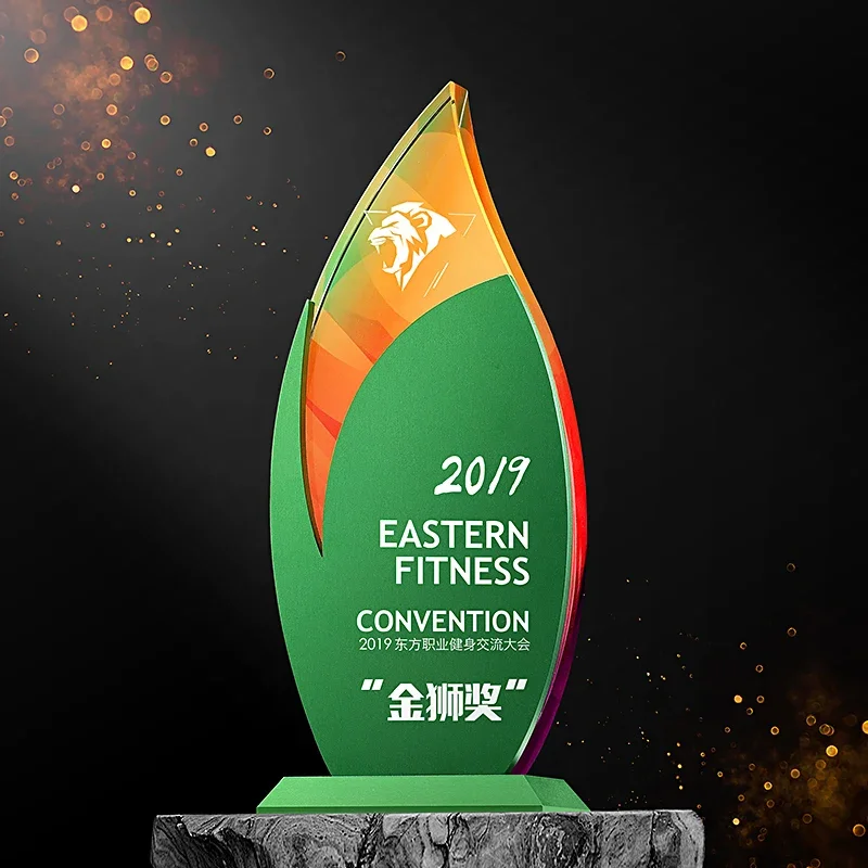 Customized Creative Metal Crystal Trophy, Honor Leaf Medal, Premium Company, Excellent Employee Souvenirs, Home Decorations, 1Pc