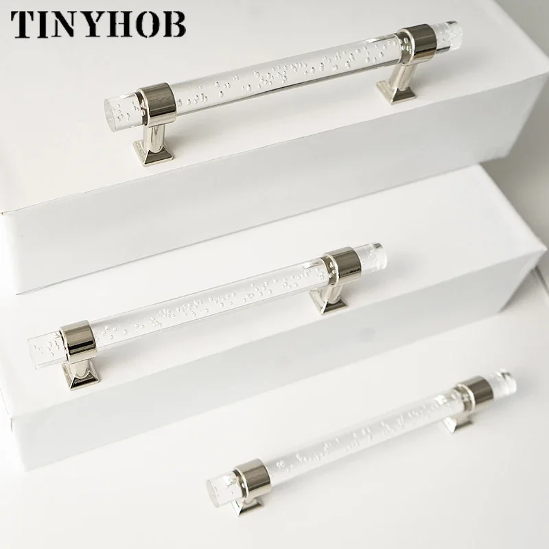 Clear Bubble Acrylic Handle Modern Style Drawer Knobs T Bar Handle Bathroom Pulls Kitchen Cabinet Door Pull