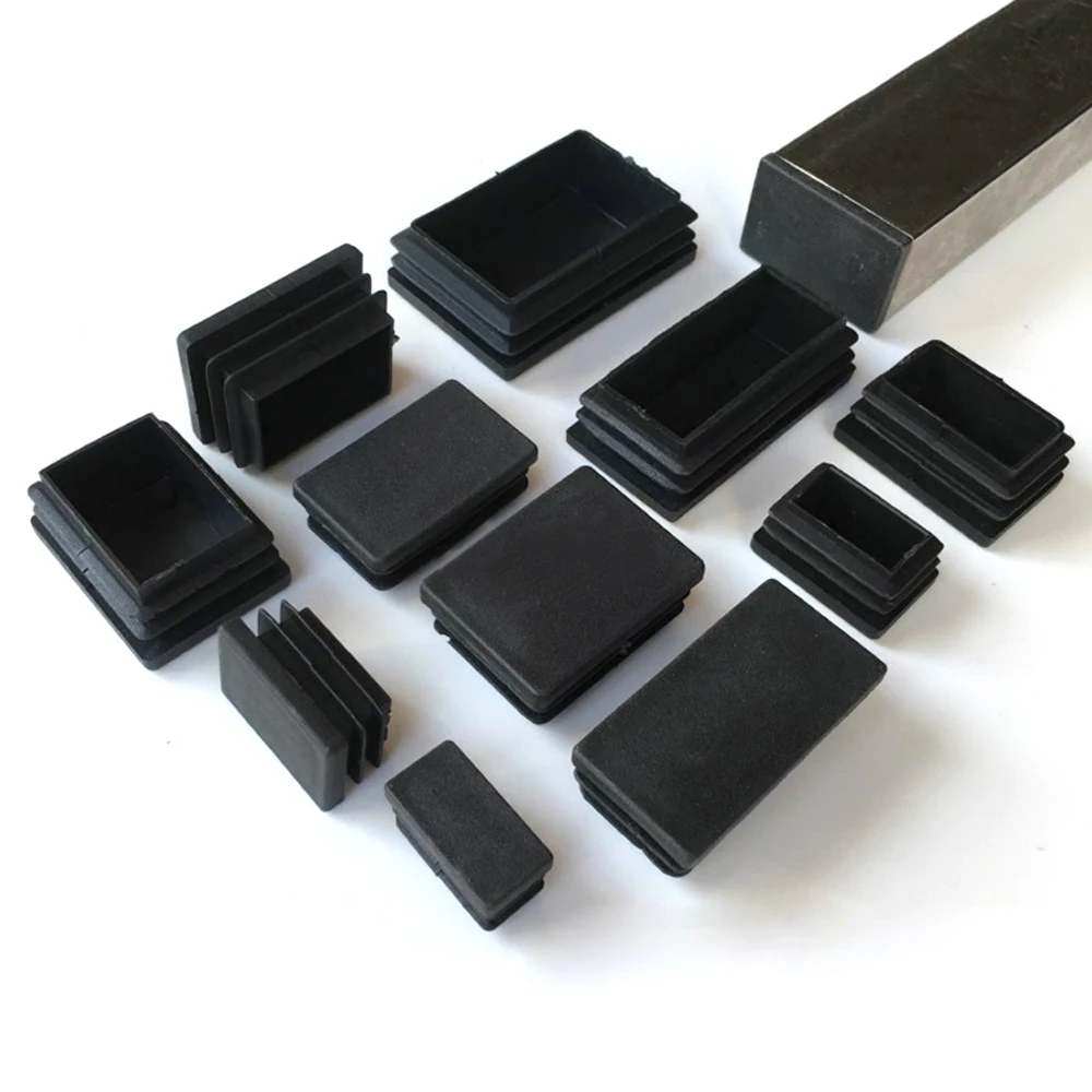 Rectangle Plastic Blanking End Cap Caps for Steel Tube Pipe 1/2/4/5/10pcs