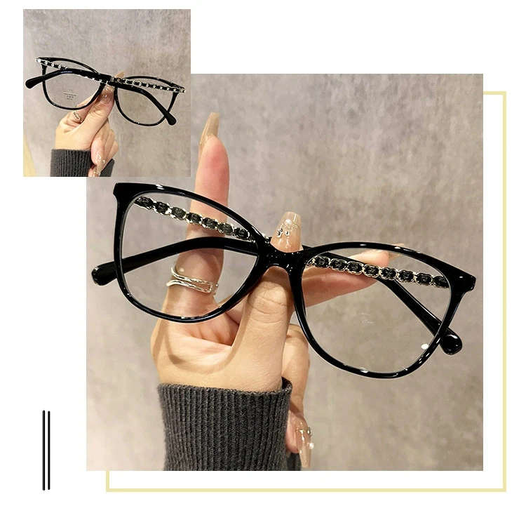 Kette Cat Eye Brille Anti-blau Licht frauen Bare Face Lesebrille Runde Gesicht Lesebrille JH8392 – Detail 6