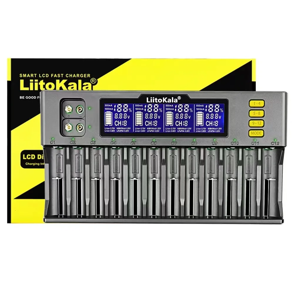 Battery Charger Battery Charger Adapter LiitoKala Lii-S12 12-Slot S8-Slot 18650 Battery charger For 20700 26650 21700 14500 10440 16340 1.2V 3.7V 4.2V Lion battery