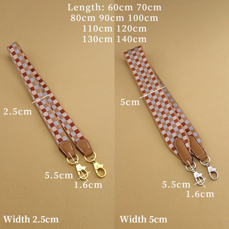 TINBERON Bag Straps Canvas Shoulder Straps Luxury Brown Shoulder Crossbody Bag Replacement Straps Handbag Women Bag Accessories