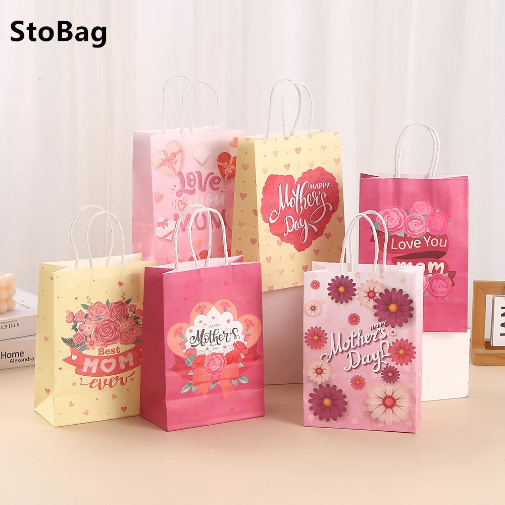 

Украшения StoBag на День Матери из крафт-бумаги, подвеска с мешочком, ожерелье, цветы, Декор, благодарность, благословение, подарочные пакеты, пожелания
