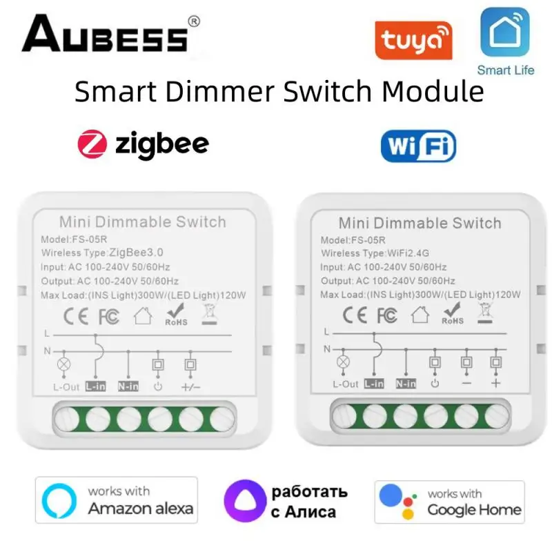

Tuya ZigBee WiFi Smart Dimmer Switch Module Breaker Remote Control Works with Alexa Alice Google Home Need Neutral Smart Home