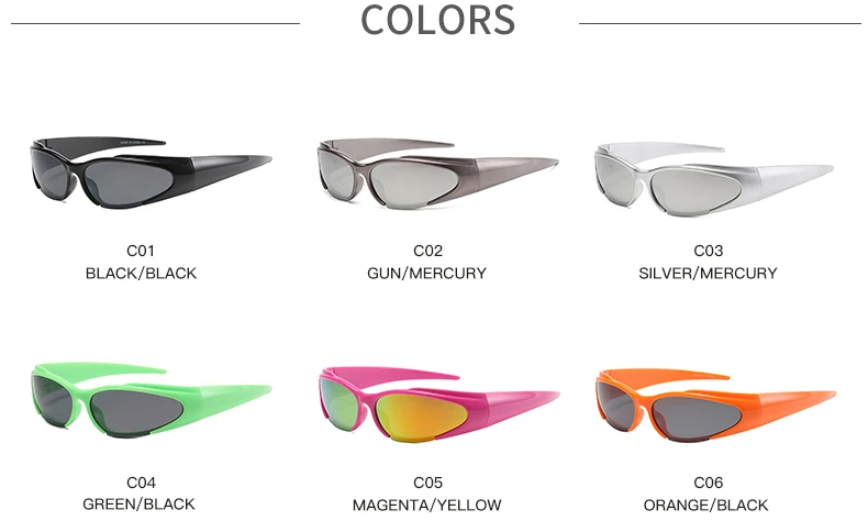 Radfahren Y2K Bunte Design Sonnenbrille Future Sense Technologie Silber Sonnenbrille Trendige Brillen Damen Shades Herren UV400 ﻿ – Detail 3