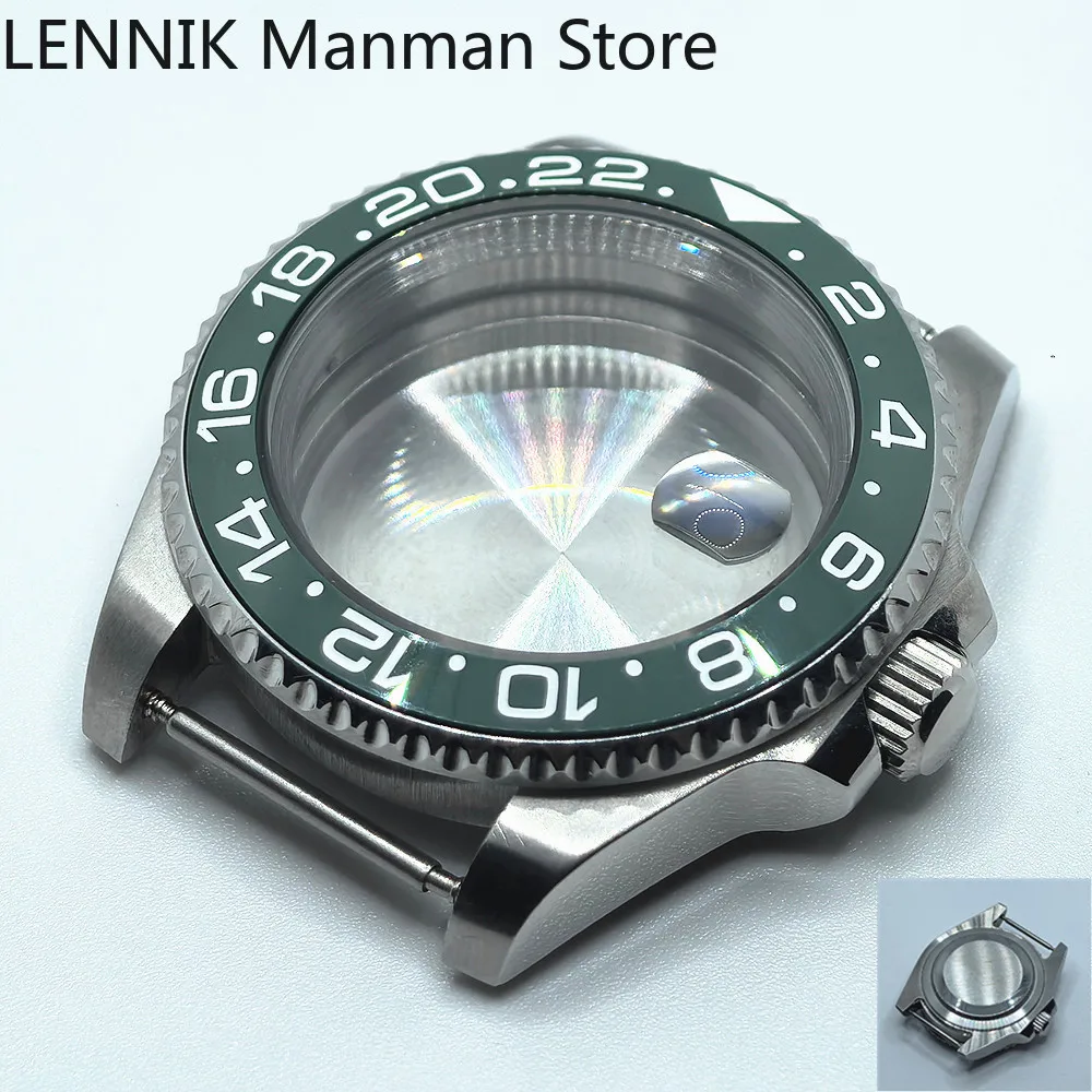 40mm Black PVD Watch Case with Transparent Back Glass