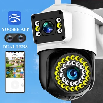 Yoosee 4K 8MP Two Lens Dual Screens IP66 Outdoor Waterproof Color Night Vision Auto Tracking Two Way Audio Surveillance Cameras 1