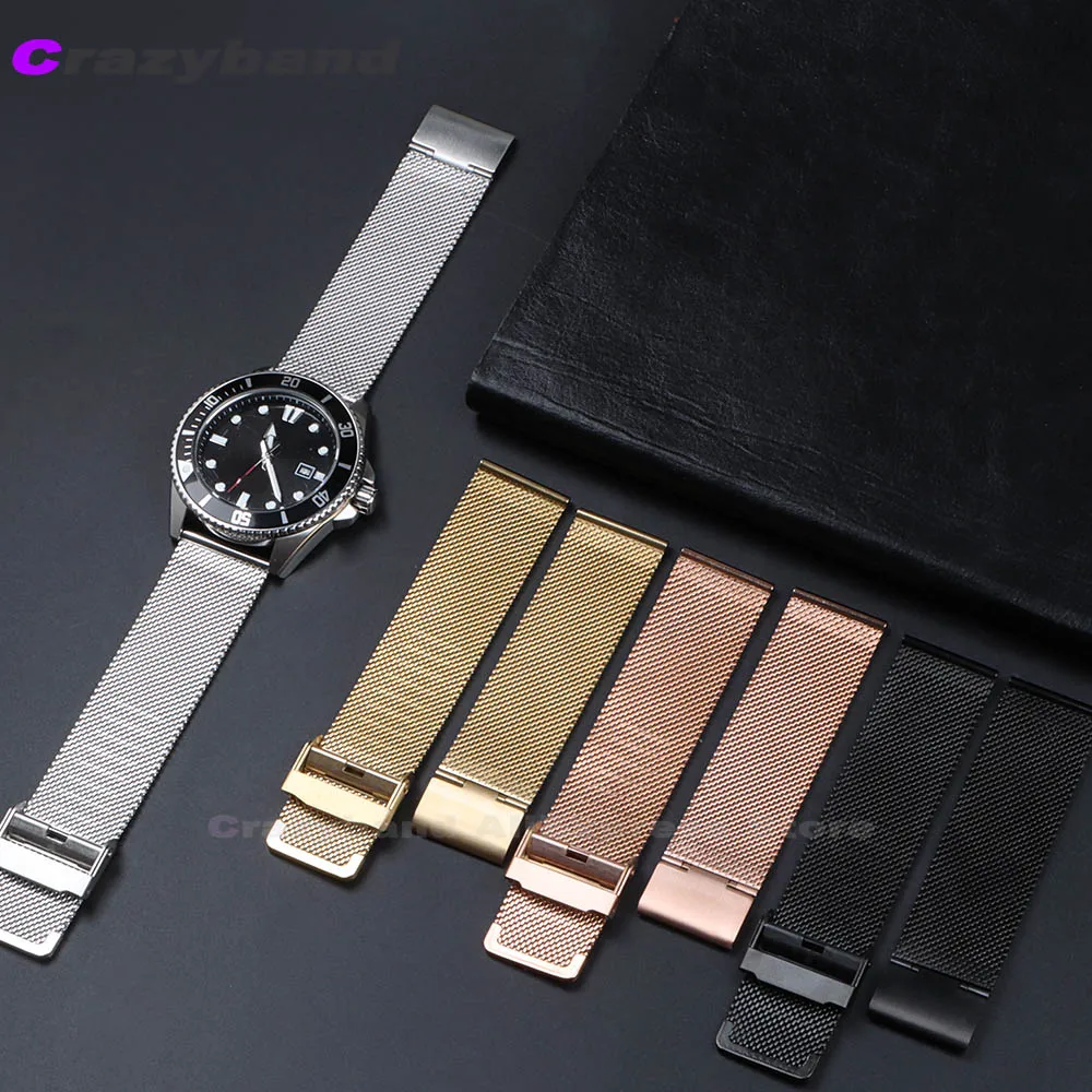 Sleek Milanese Stainless Steel Watch Band Strap - Universal Fit, Premium Metal Bracelet Belt